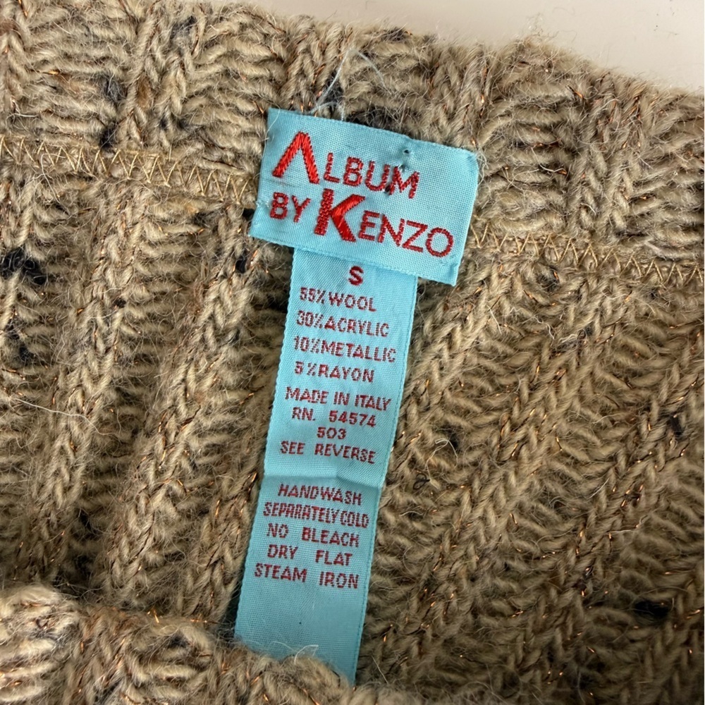 Album by Kenzo Wool Knit Tan and Brown Metallic Pullover Sweater - Small - Picture 4 of 6